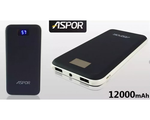 POWER BANK ASPOR A386 12000mAh LED черный