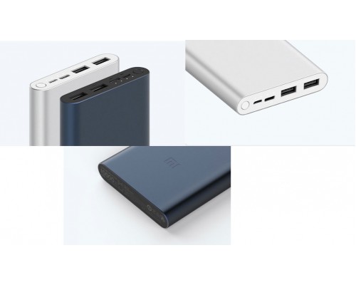 POWER BANK XIAOMI 3 REDMI 10000mAh черный, разъемы 2USB TYPE-C microUSB