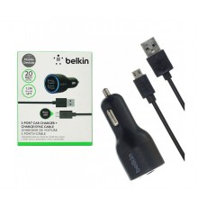 ЗУ авто  (109 012) 2USB WITH CABLE microUSB BLK