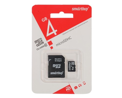 4GB microSDXC Class10 c адаптером SMARTBUY