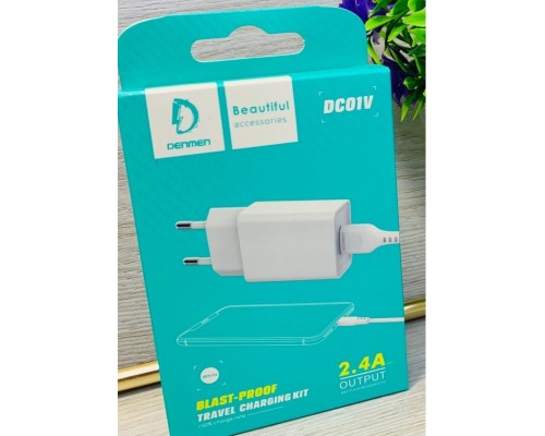 СЗУ DM DC02V 2USB 5V/2,4A + micro кабель, белый